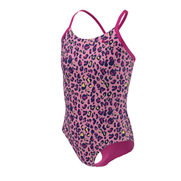 Nike Girls Crossback One Piece Swimsuit Cheetah Pink - Picture 1 of 6